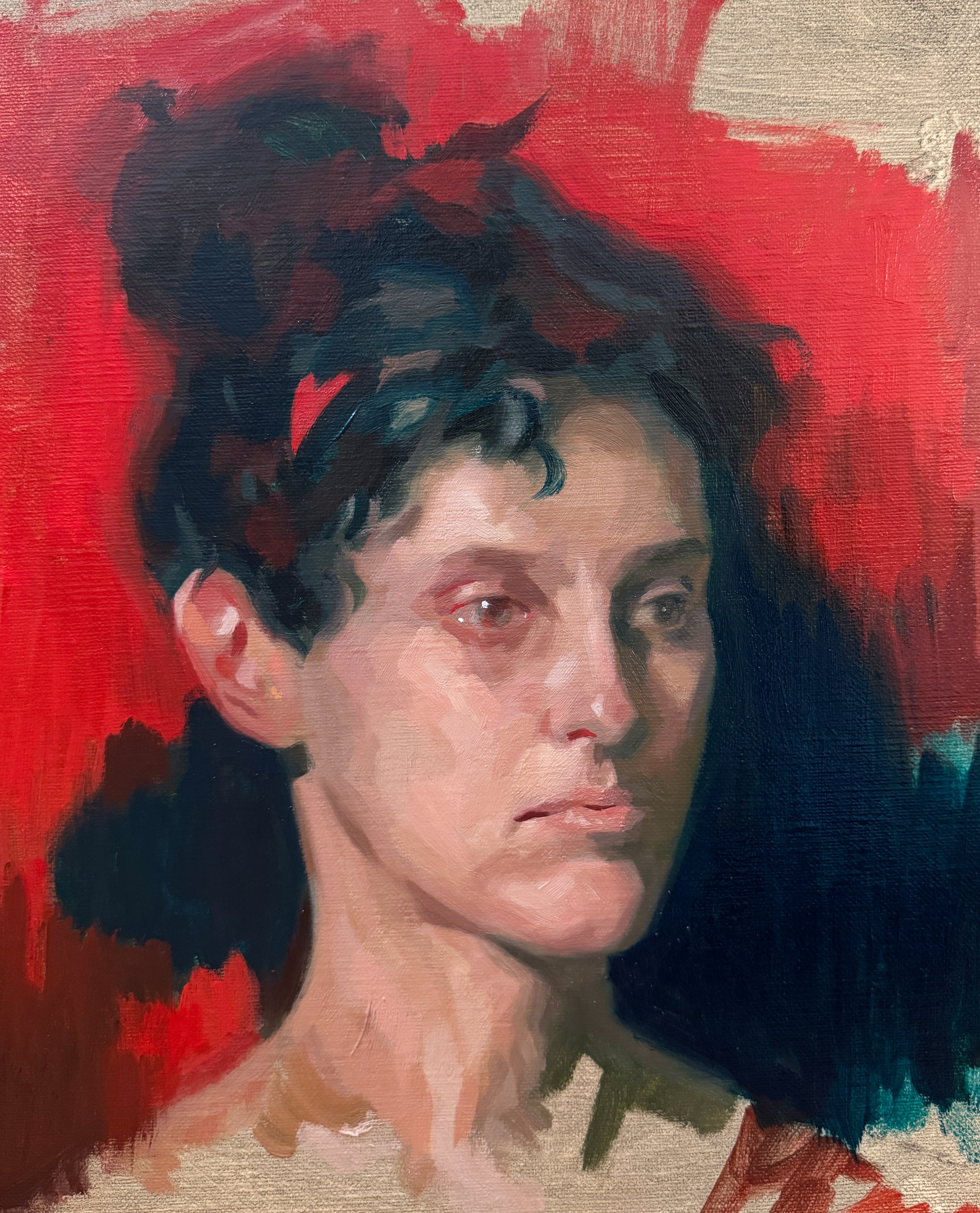 Retrato con rojo y verde